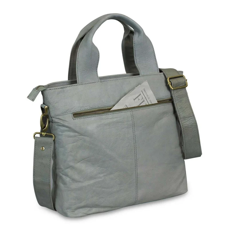Schultertasche Handtasche für Damen weiches Leder Used Look Taupe