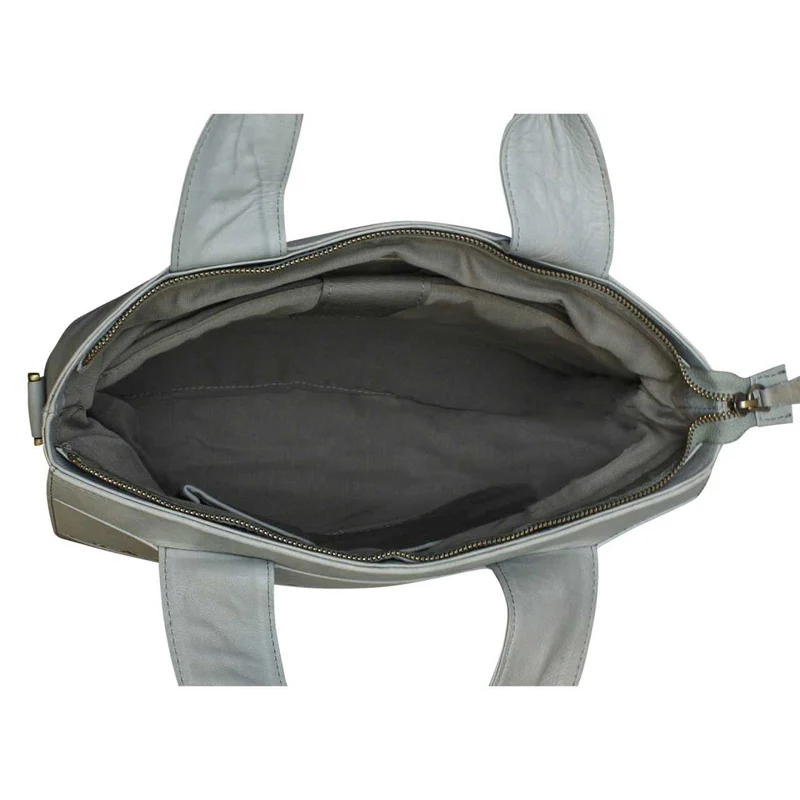 Schultertasche Handtasche für Damen weiches Leder Used Look Taupe