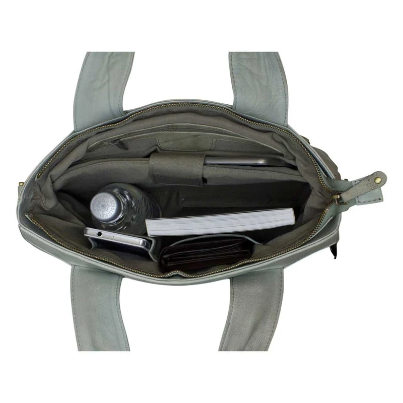 Schultertasche Handtasche für Damen weiches Leder Used Look Taupe