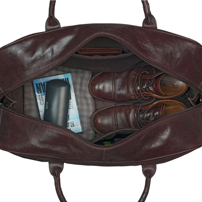 Große Vintage Reisetasche groß Leder Weekend Bag dunkelbraun