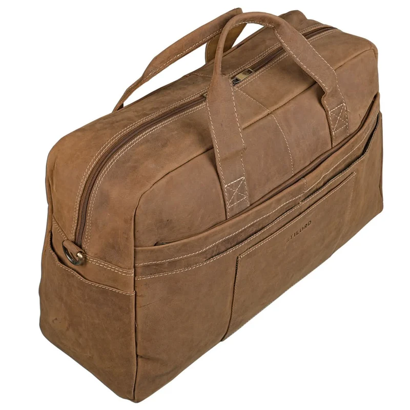 Vintage Reise Umhängetasche Herren Ledertasche Weekender für Flugzeug