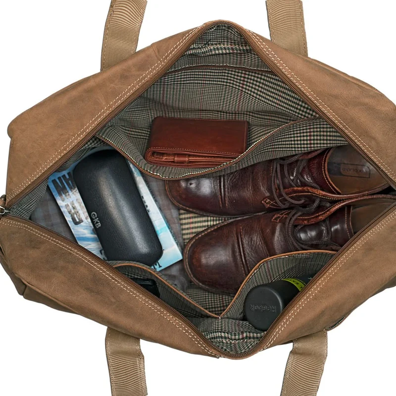 Vintage Reise Umhängetasche Herren Ledertasche Weekender für Flugzeug