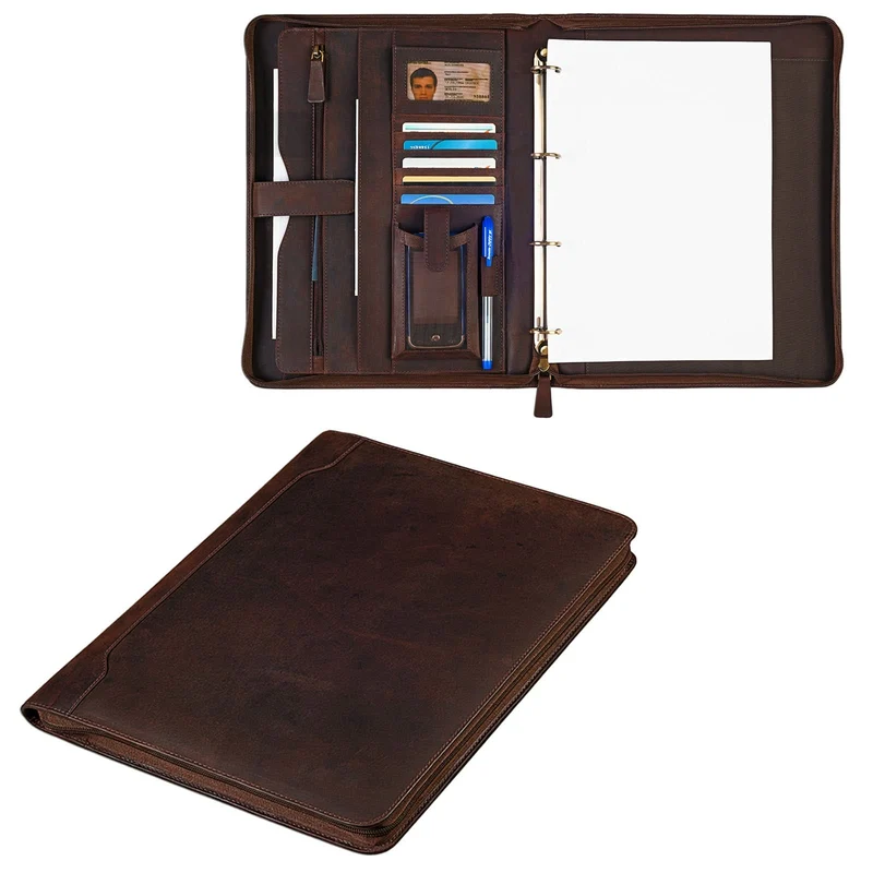 "Arvid" Dokumentenmappe A4 Organizer elegant Business aus echtem Leder, braun