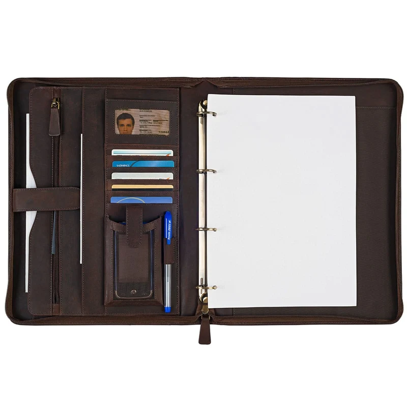 "Arvid" Dokumentenmappe A4 Organizer elegant Business aus echtem Leder, braun