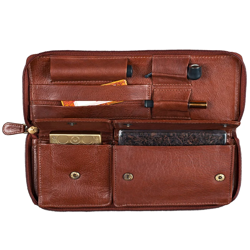 Pfeifentasche Leder Braun