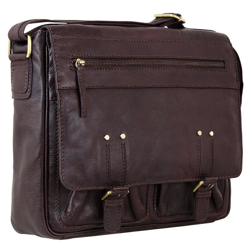 "Leonard" Vintage Umhängetasche Leder dunkelbraun