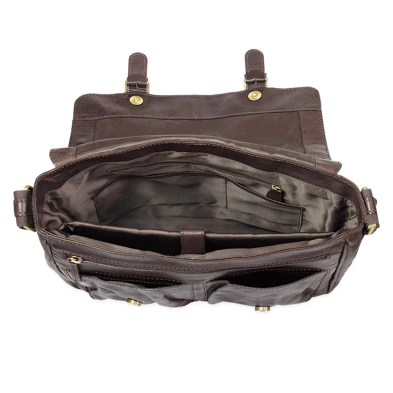 "Leonard" Vintage Umhängetasche Leder dunkelbraun