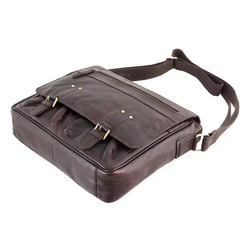 "Leonard" Vintage Umhängetasche Leder dunkelbraun