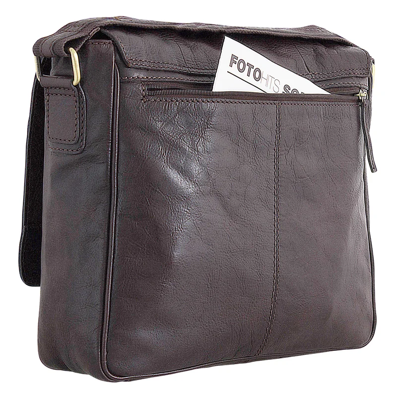 "Leonard" Vintage Umhängetasche Leder dunkelbraun