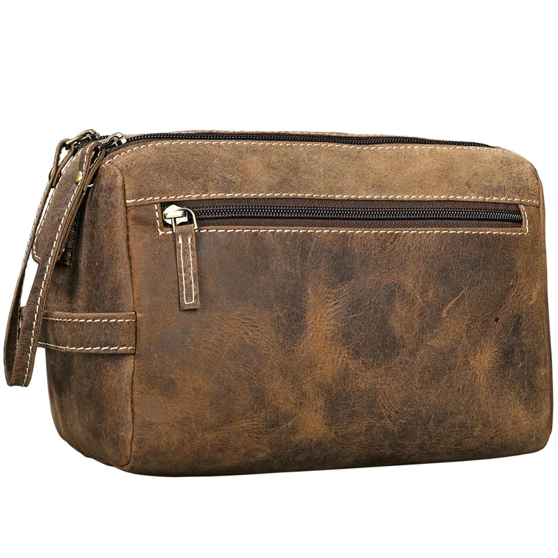 "Laurenz" Waschtasche Leder sepia - braun