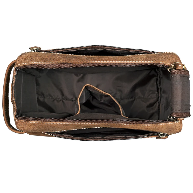 "Laurenz" Waschtasche Leder sepia - braun