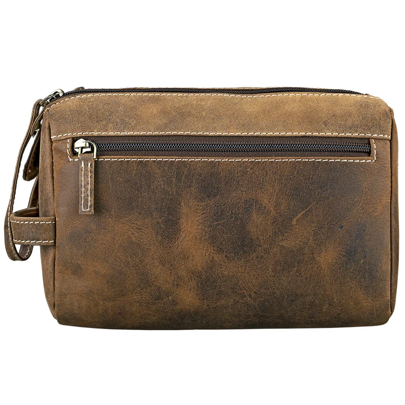 "Laurenz" Waschtasche Leder sepia - braun