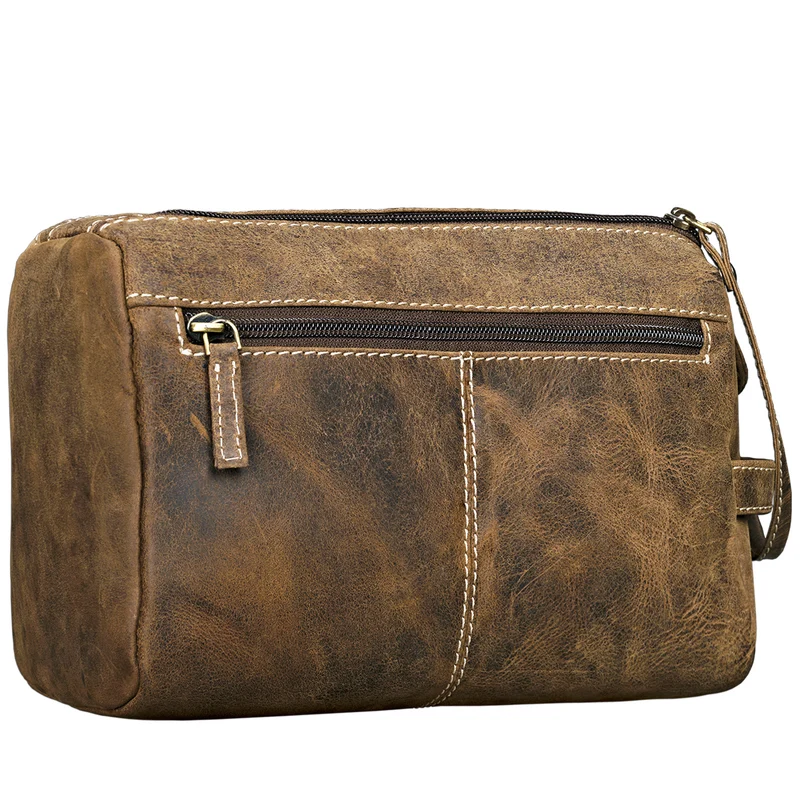 "Laurenz" Waschtasche Leder sepia - braun