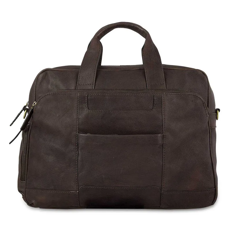 Umhängetasche viele Fächer Schultertasche Unisex Leder Braun