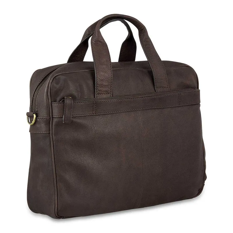 Umhängetasche viele Fächer Schultertasche Unisex Leder Braun