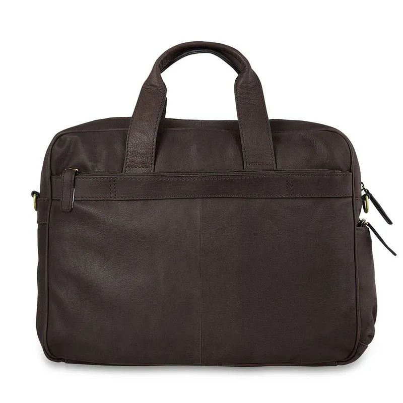 Umhängetasche viele Fächer Schultertasche Unisex Leder Braun