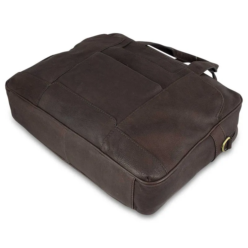 Umhängetasche viele Fächer Schultertasche Unisex Leder Braun