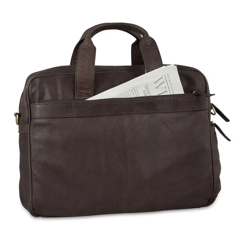 Umhängetasche viele Fächer Schultertasche Unisex Leder Braun