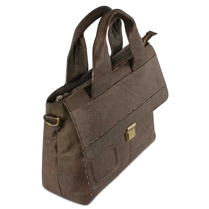 Schultertasche Handtasche für Damen weiches Leder Used Look Braun