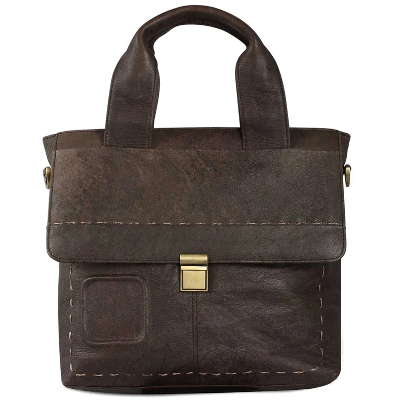 Schultertasche Handtasche für Damen weiches Leder Used Look Braun