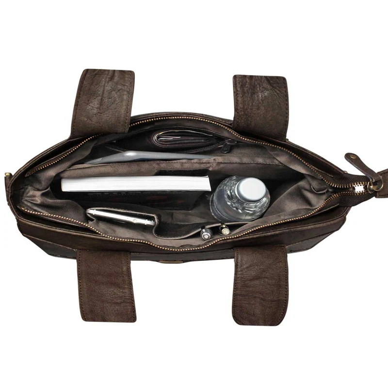 Schultertasche Handtasche für Damen weiches Leder Used Look Braun