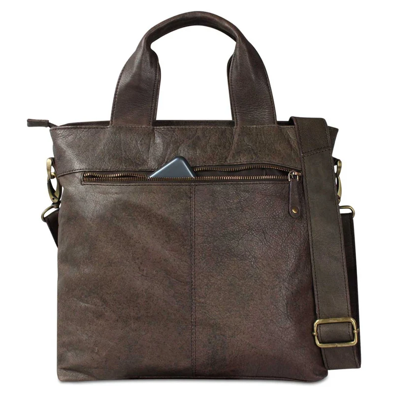 Schultertasche Handtasche für Damen weiches Leder Used Look Braun