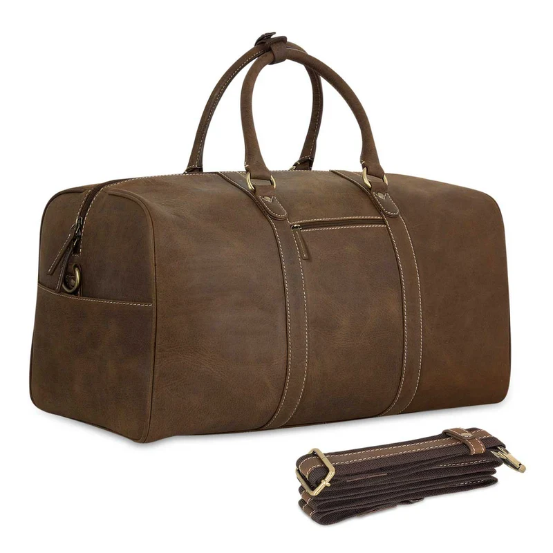 Vintage Weekender Reisetasche Handgepäck Retro Leder braun