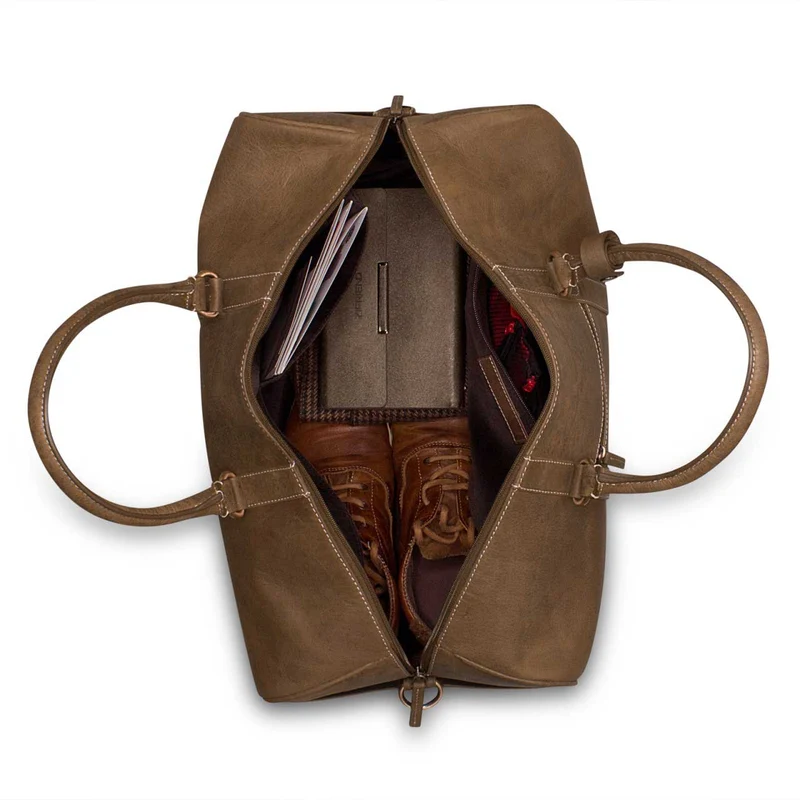 Vintage Weekender Reisetasche Handgepäck Retro Leder braun