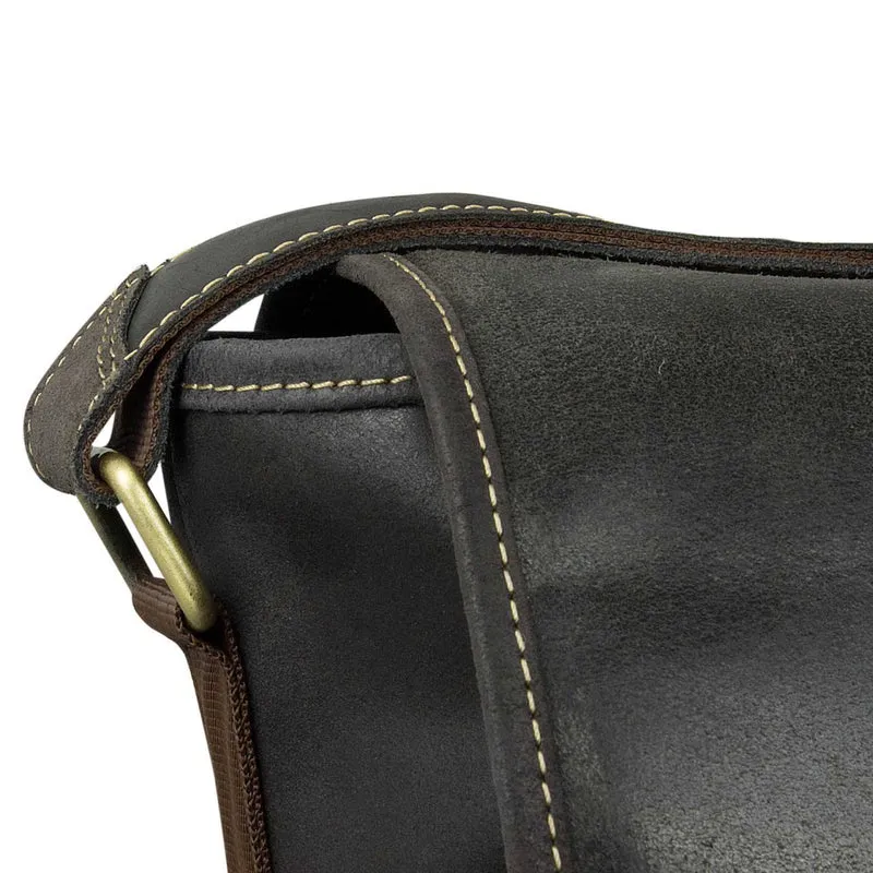 Aktentasche Kuriertasche Messenger Bag Büffel-Leder Braun