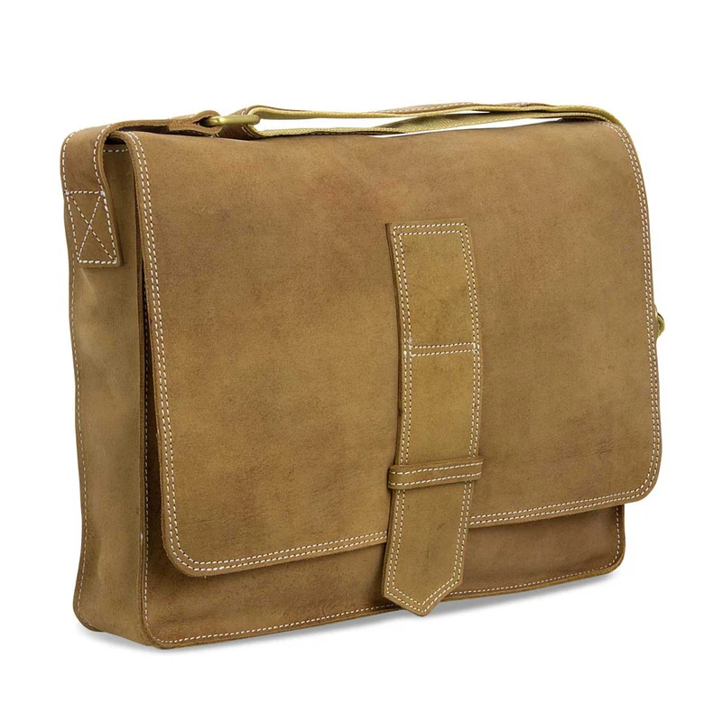 Messenger Bag Unitasche Büro Umhängetasche Leder kamel-braun