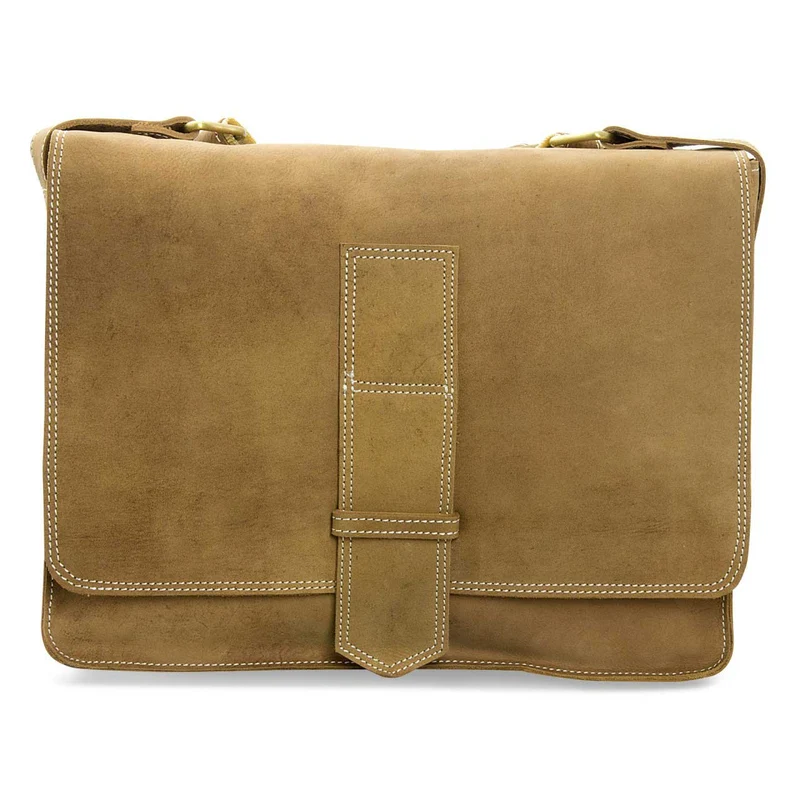 Messenger Bag Unitasche Büro Umhängetasche Leder kamel-braun