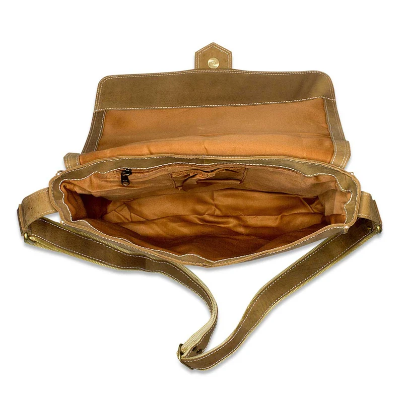 Messenger Bag Unitasche Büro Umhängetasche Leder kamel-braun