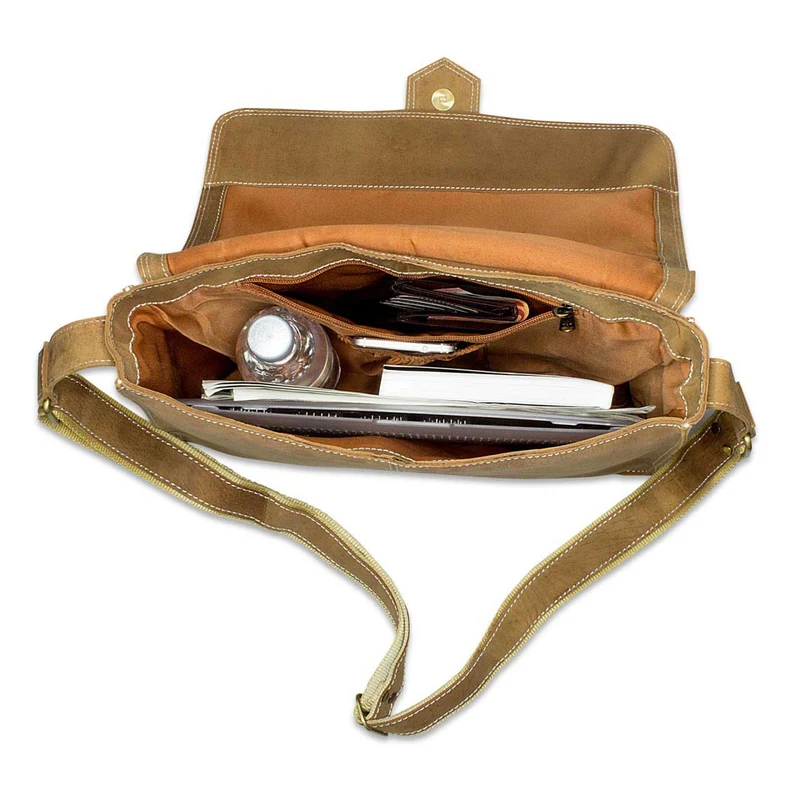 Messenger Bag Unitasche Büro Umhängetasche Leder kamel-braun