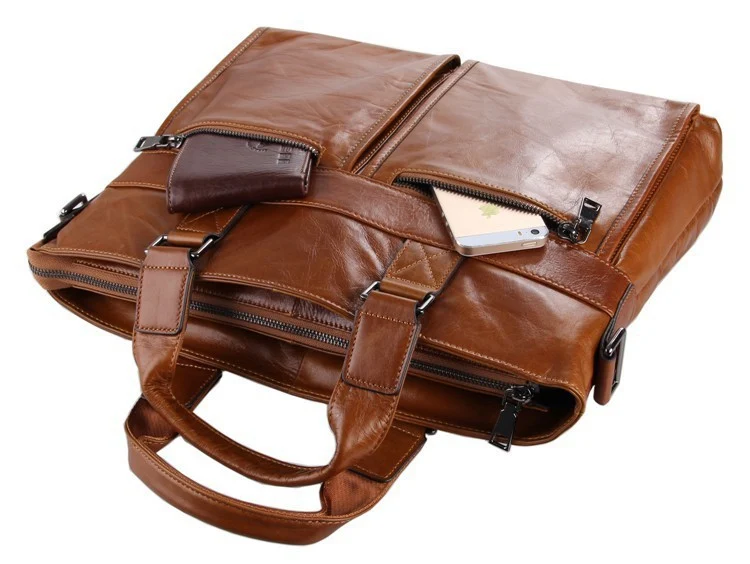 Umhängetasche Herren Damen College Uni Büro Laptop Leder braun