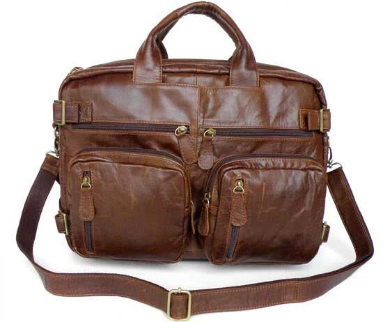 Umhängetasche und Lederrucksack 2-in-1 Vintage Leder braun