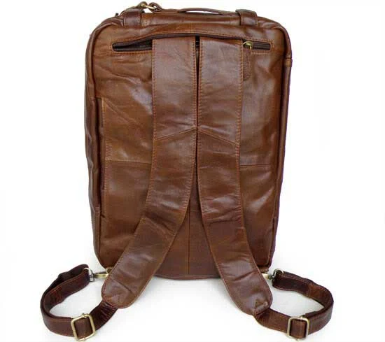 Umhängetasche und Lederrucksack 2-in-1 Vintage Leder braun