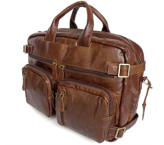 Umhängetasche und Lederrucksack 2-in-1 Vintage Leder braun
