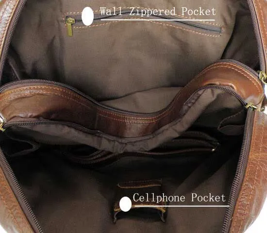 Umhängetasche und Lederrucksack 2-in-1 Vintage Leder braun