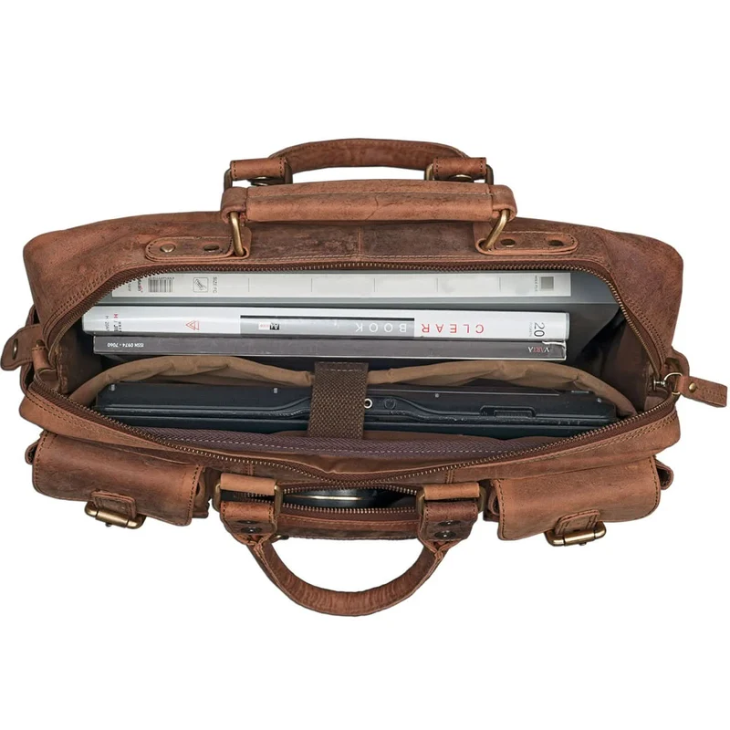 Große Unitasche Aktentasche Laptop 15.6 Zoll Leder braun