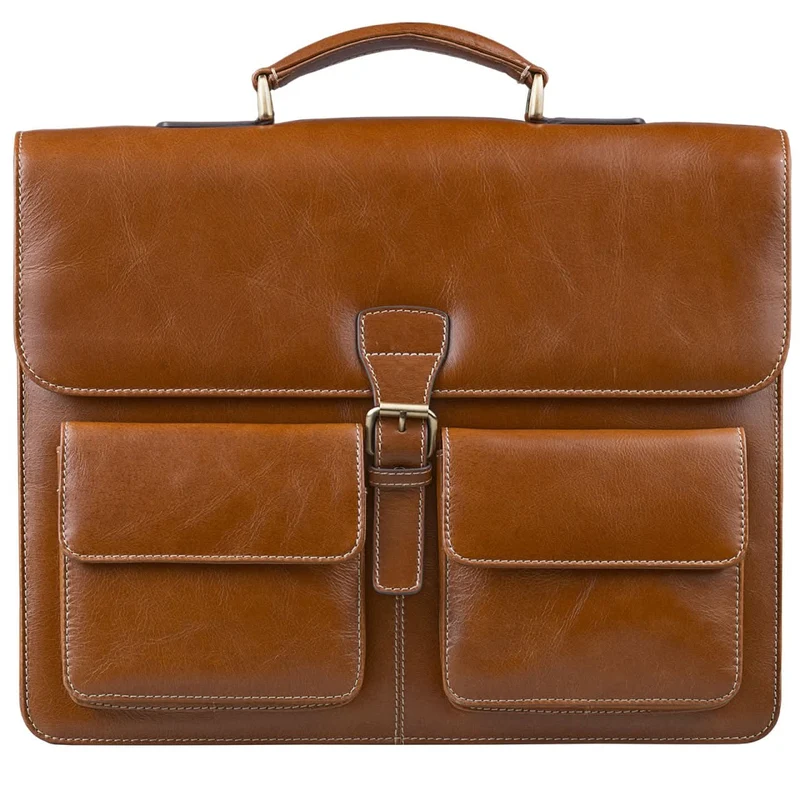 Klassische Ledertasche Aktentasche 15,6 Zoll cognac
