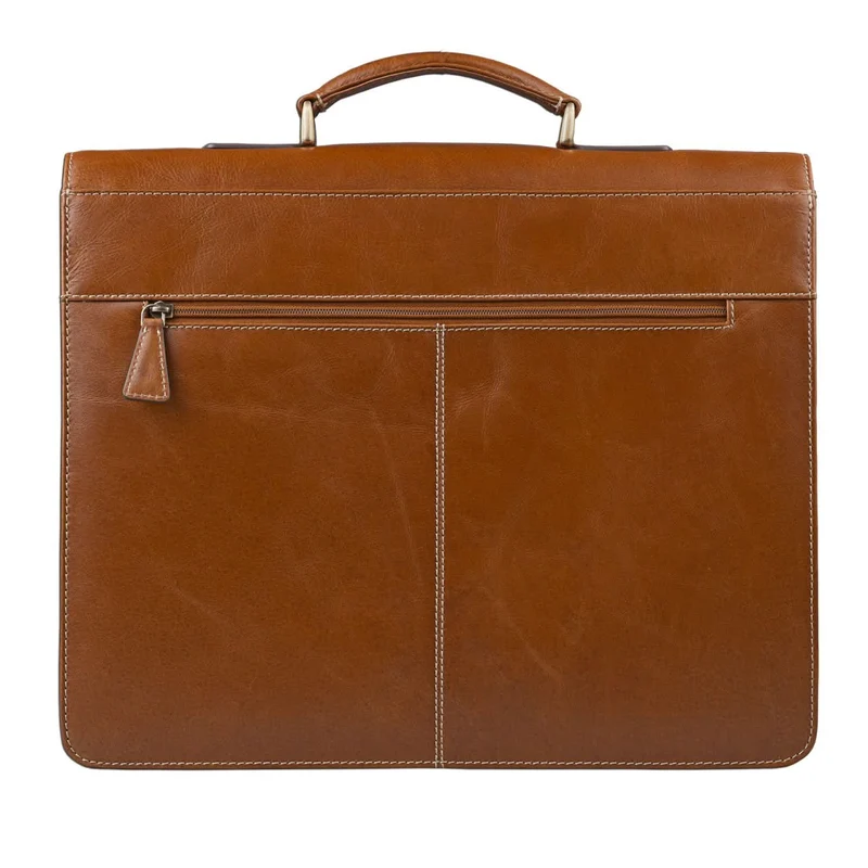 Klassische Ledertasche Aktentasche 15,6 Zoll cognac