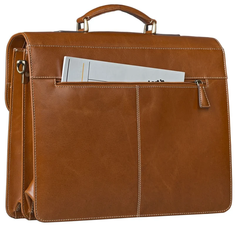 Klassische Ledertasche Aktentasche 15,6 Zoll cognac