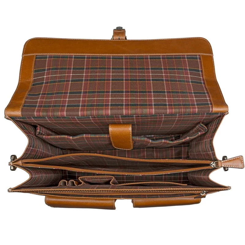 Klassische Ledertasche Aktentasche 15,6 Zoll cognac