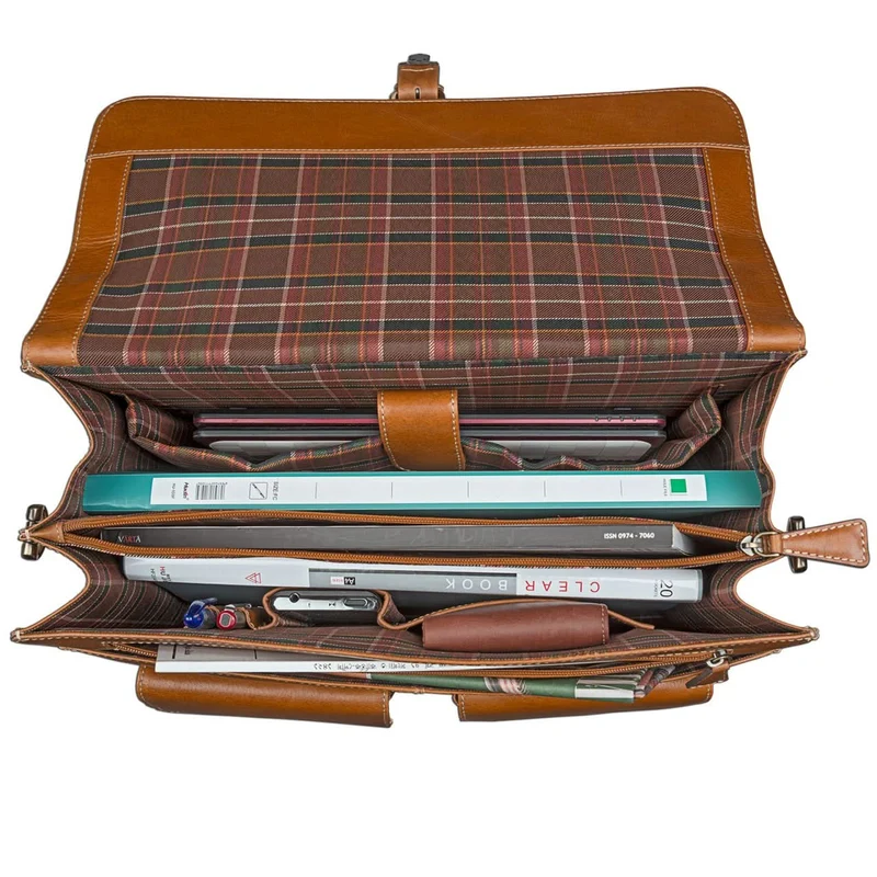 Klassische Ledertasche Aktentasche 15,6 Zoll cognac