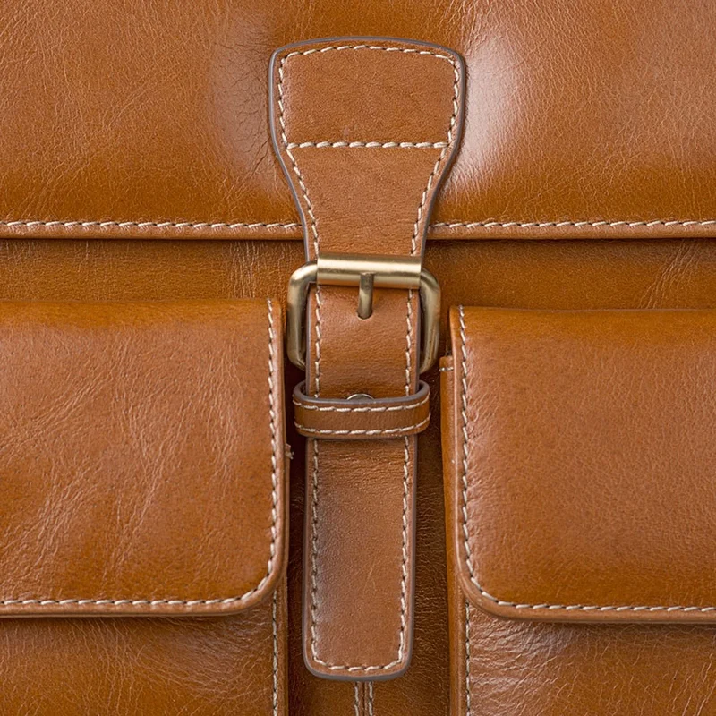 Klassische Ledertasche Aktentasche 15,6 Zoll cognac