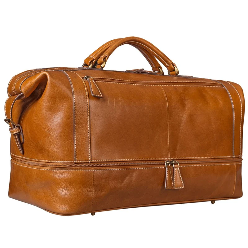 Vintage Reisetasche aus edlem Rindsleder Urlaub Handgepäck, Leder braun