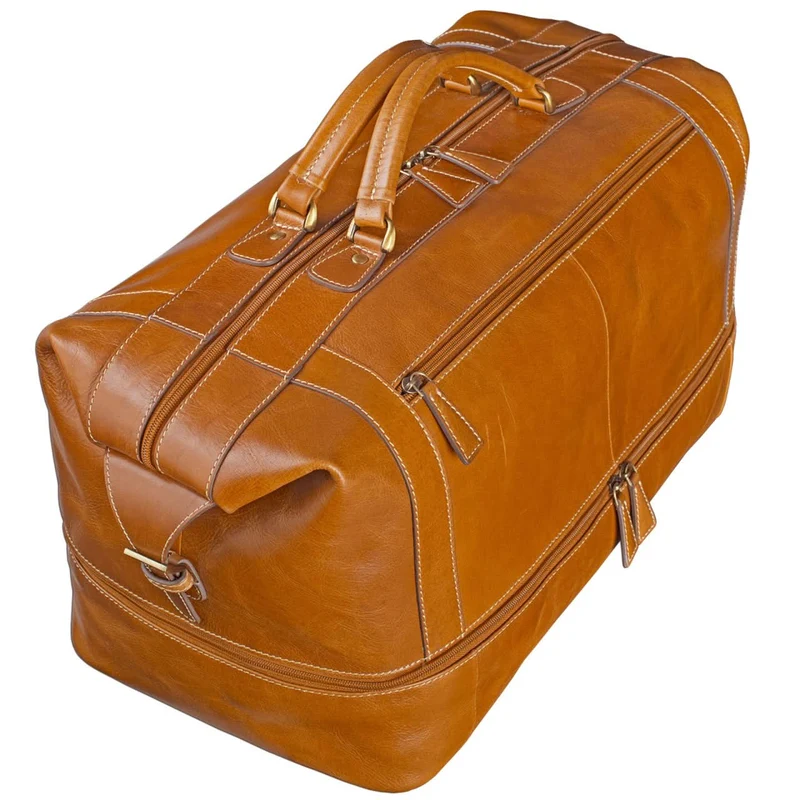 Vintage Reisetasche aus edlem Rindsleder Urlaub Handgepäck, Leder braun