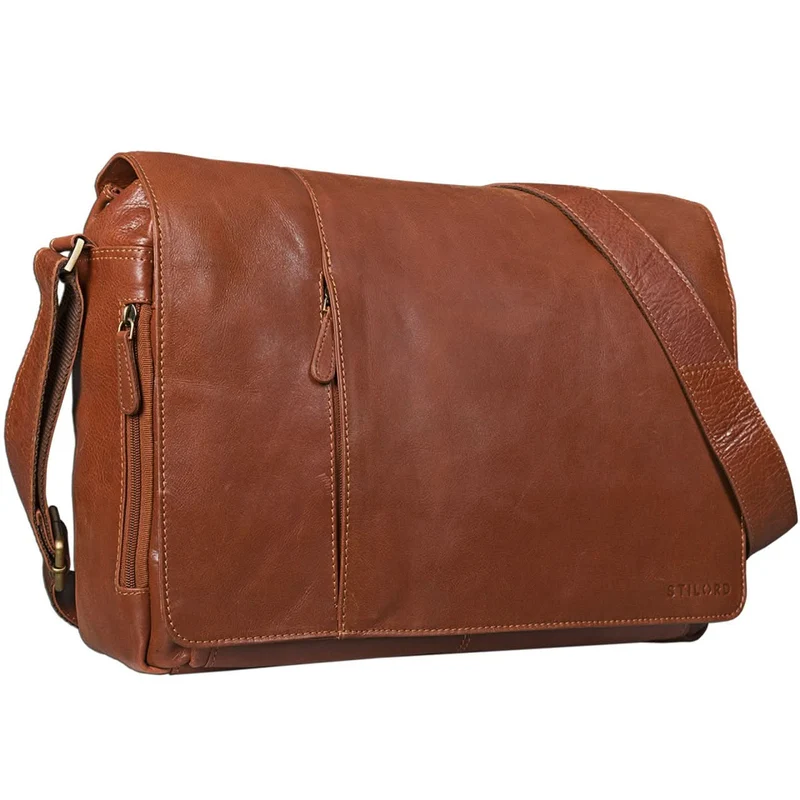 Ledertasche Umhängetasche 15 Zoll Laptop Leder Braun