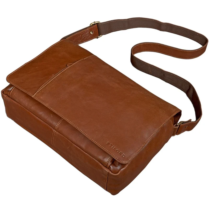 Ledertasche Umhängetasche 15 Zoll Laptop Leder Braun
