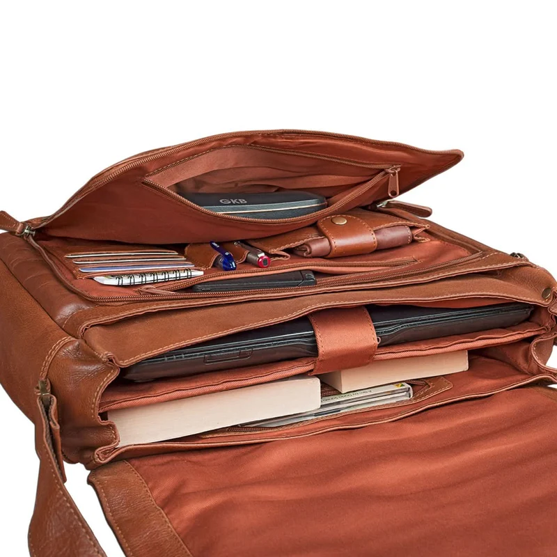 Ledertasche Umhängetasche 15 Zoll Laptop Leder Braun